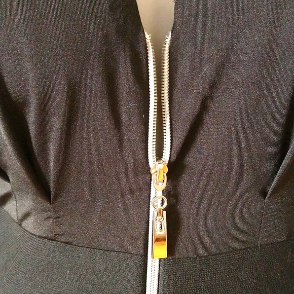 Black Half Bondage Full Zip Dress - Picture 6 of 6